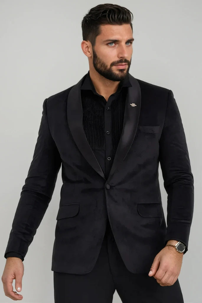Men Designer Two Piece Black Suede Velvet Suit Men Suit For Engagement Wedding Groom Wear Suit Anniversary Prom And Grooms Men Suit