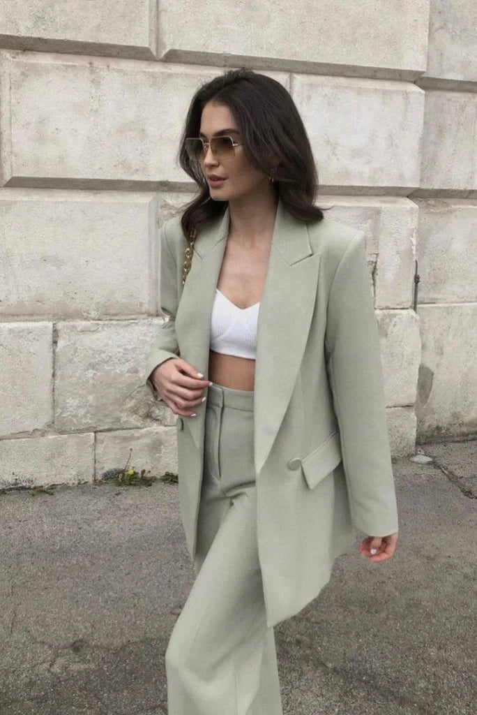 Women’s Sage Green Classic Two Piece Suit For Office Wear Party Wear Decent Look Every Season