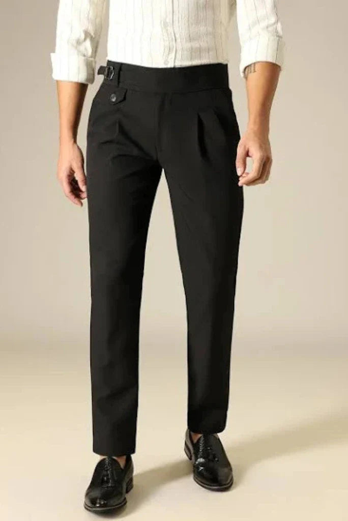 Men’s Black Gurkha Pants – Elegant Tailored Design Trouser