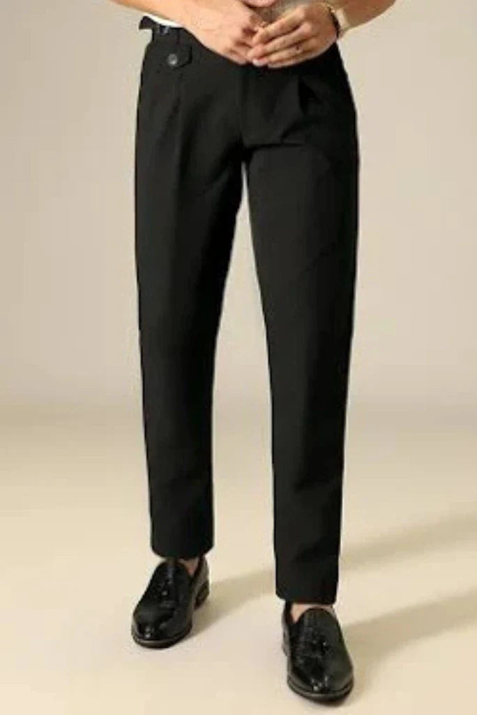 Men’s Black Gurkha Pants – Elegant Tailored Design Trouser