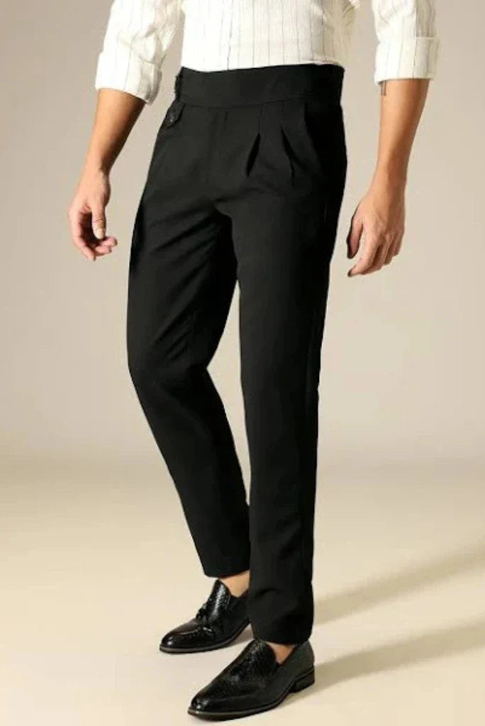 Men’s Black Gurkha Pants – Elegant Tailored Design Trouser