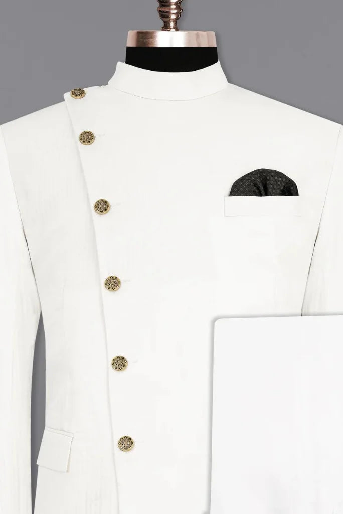 Men's White Jodhpuri Bandhgala Designer Suit, Exclusive Suit for Wedding and Festival