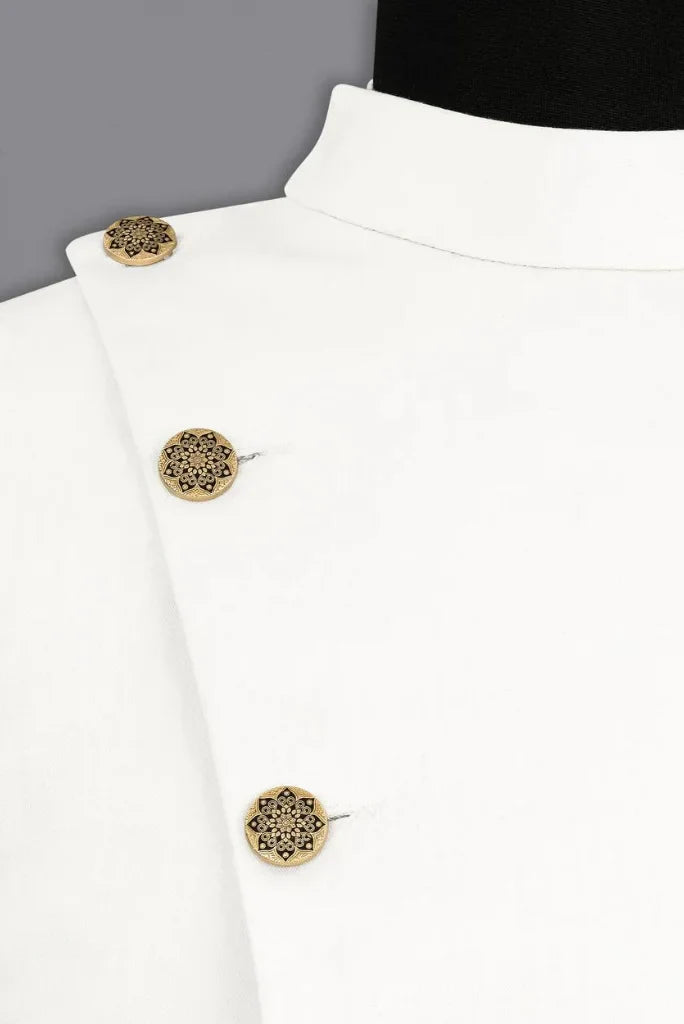 Men's White Jodhpuri Bandhgala Designer Suit, Exclusive Suit for Wedding and Festival